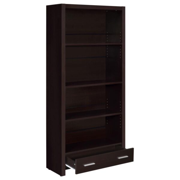 Skylar 5-shelf Bookcase with Storage Drawer Cappuccino 800905 By Coaster Furniture 12