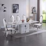 RDT397 White Marble Dining Room Table By Artisan Furniture 8