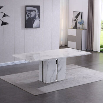 RDT397 White Marble Dining Room Table By Artisan Furniture