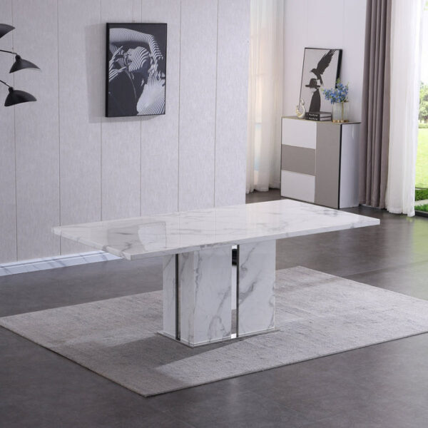 RDT397 White Marble Dining Room Table By Artisan Furniture 5