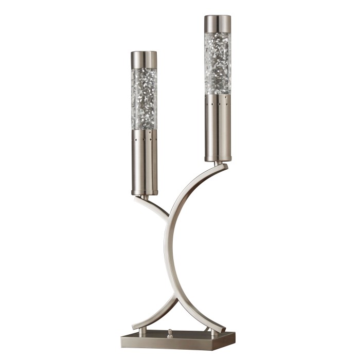 Satin nickel Table Lamp, LED Night Light 2 Water dancing light Noura Collection By homelegence