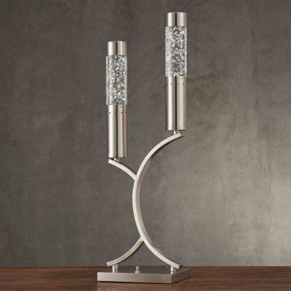 Satin nickel Table Lamp, LED Night Light 2 Water dancing light Noura Collection By homelegence 8