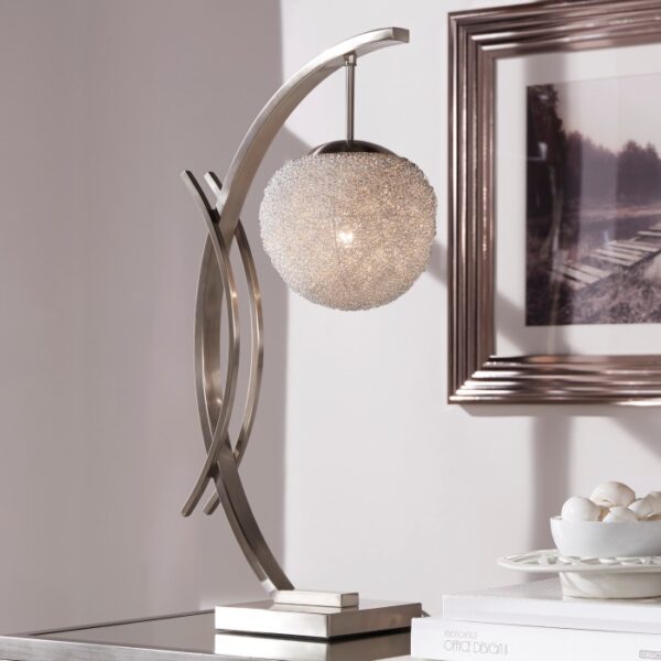 Satin nickel Table Lamp,LED Night Light Etsu Collection By homelegence 6