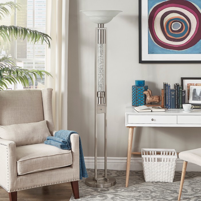 Satin nickel Floor Lamp Lambart Collection By homelegence