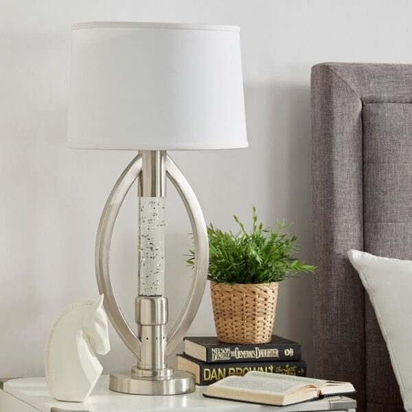 Satin nickel Table Lamp, Night Light  Water dancing light Lucian Collection By homelegence 8