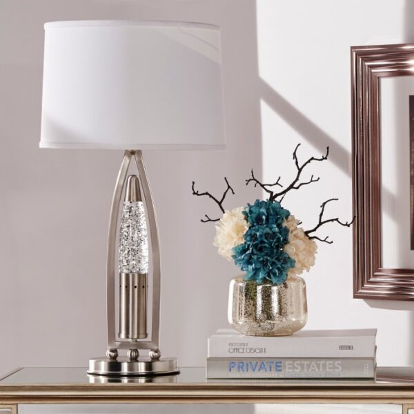 Satin nickel Table Lamp, Night Light Water dancing light Jair Collection By homelegence 7