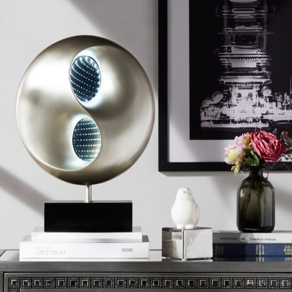 Black-Silver Poly Table Lamp, Night Light Neleh Collection By homelegence 10