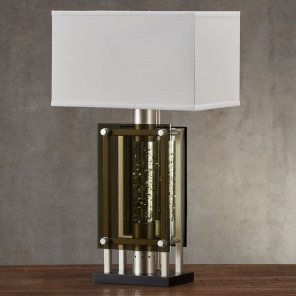 Silver Dancing Water Table Lamp, Night Light By homelegence 7
