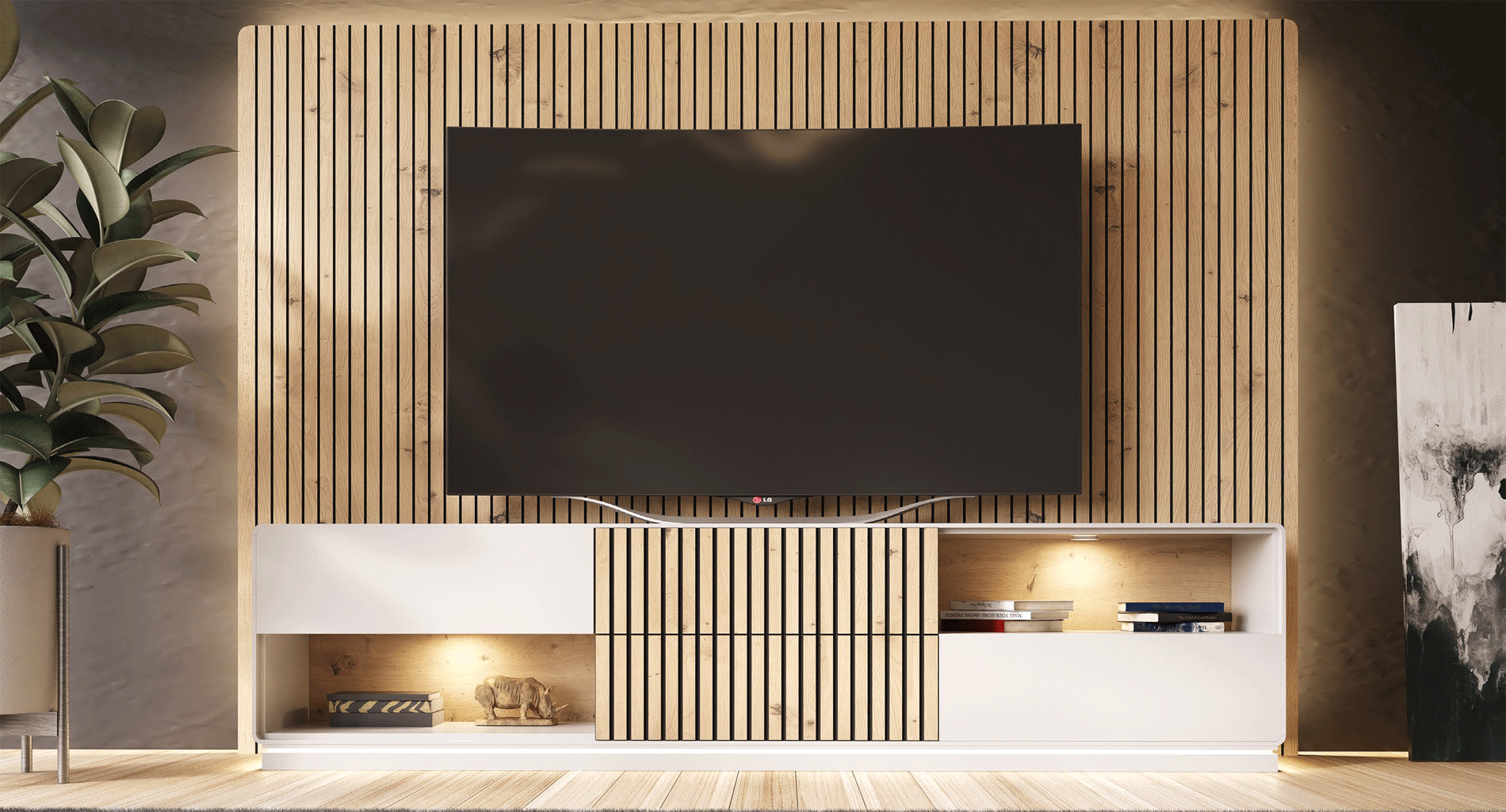Blanco Mate Natura 04 TV Stand p13552 By ESF Furniture