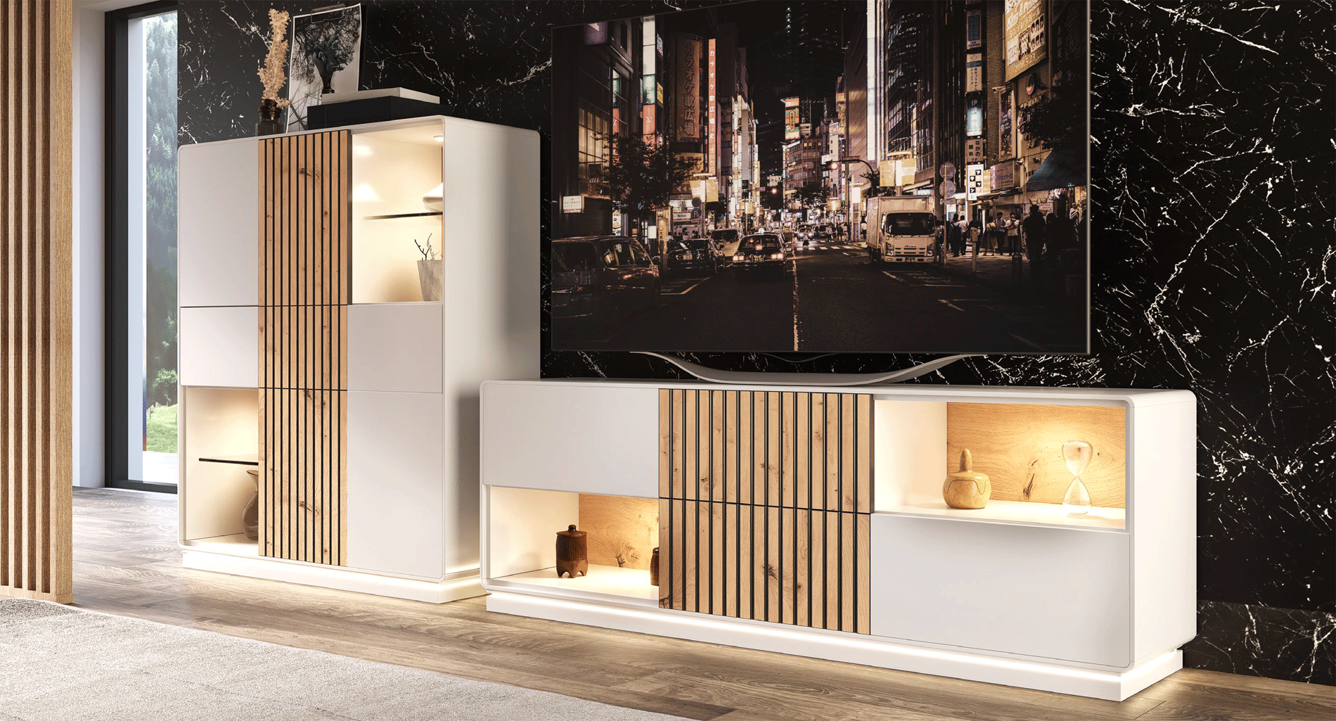 Blanco Mate Natura 03 Vitrine p13551 By ESF Furniture