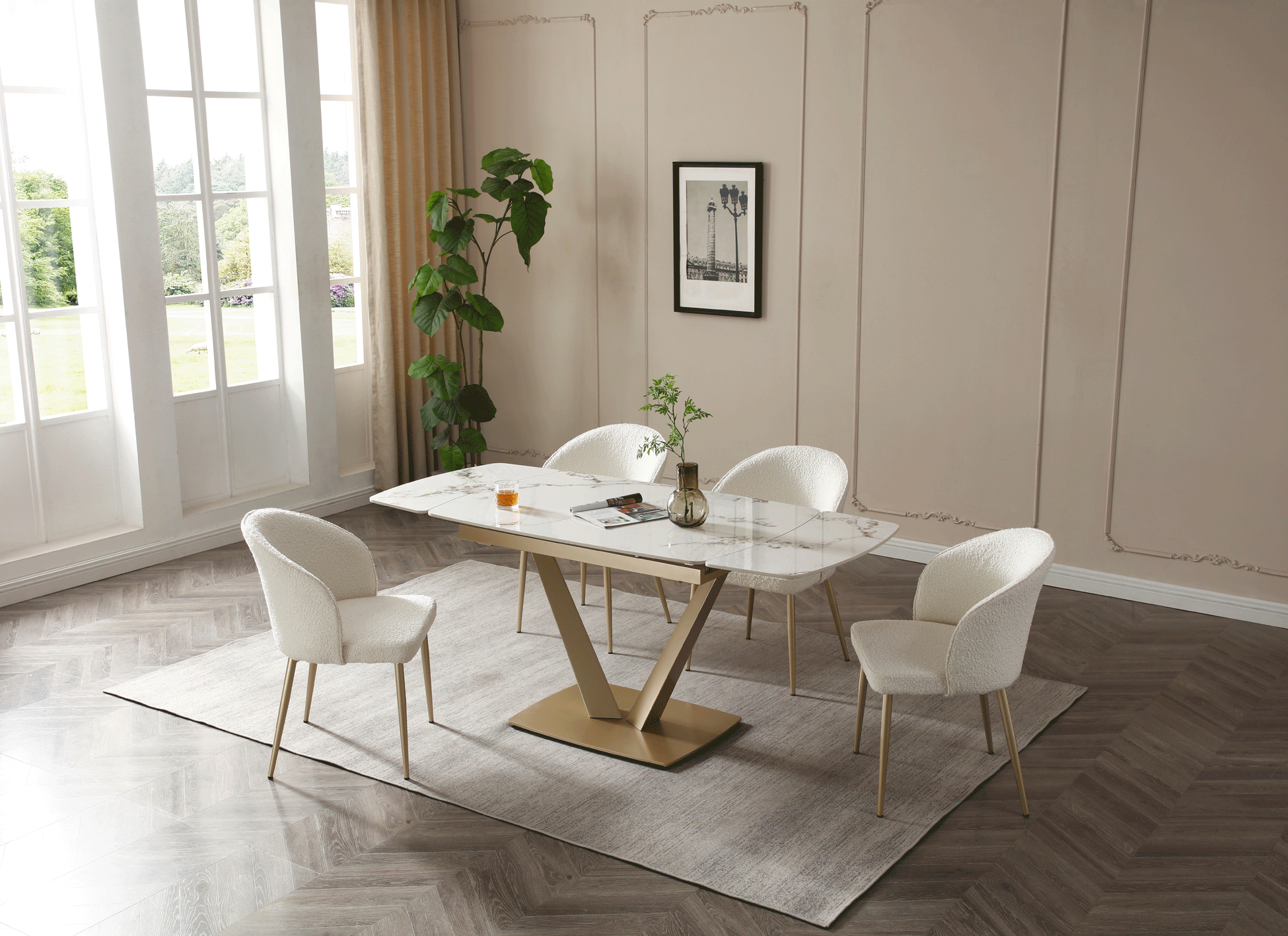 109 Table Golden with 2107 Chairs p13232 By ESF Furniture