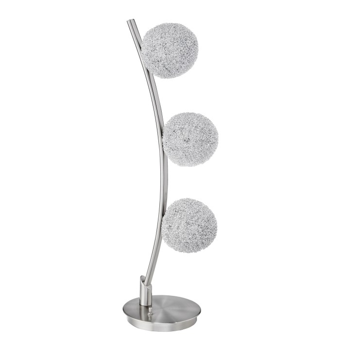 Satin Nickel Curved Table Lamp, 3 Balls Night Light Jalen Collection By homelegence