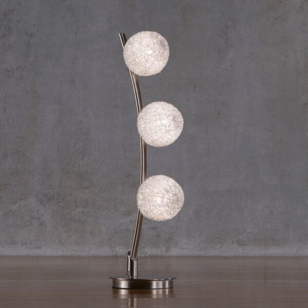 Satin Nickel Curved Table Lamp, 3 Balls Night Light Jalen Collection By homelegence 6