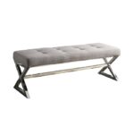 Chrome metal X-frame Rory Collection Bench By Homelegance Benches and Ottomans Mobilia Cleopatra 7 Chrome metal X-frame Rory Collection Bench By Homelegance 7