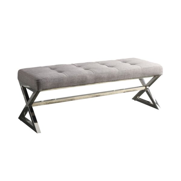 Chrome metal X-frame Rory Collection Bench By Homelegance 5