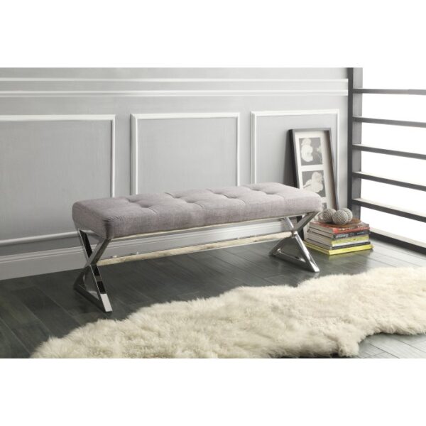 Chrome metal X-frame Rory Collection Bench By Homelegance 6