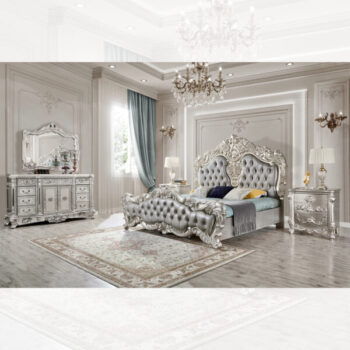 Silver Gray 5 PCs California King Bedroom Set HD-5800GR By Homey Design