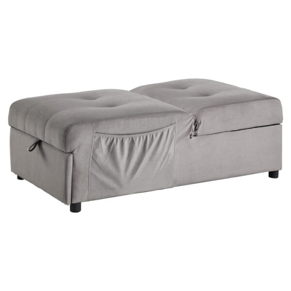 Brownish Gray Exposed feet with faux wood Garrell Collection Lift Top Storage Bench with Pull-out Bed By Homelegance 13