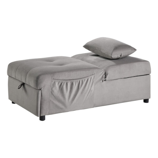 Brownish Gray Exposed feet with faux wood Garrell Collection Lift Top Storage Bench with Pull-out Bed By Homelegance 14