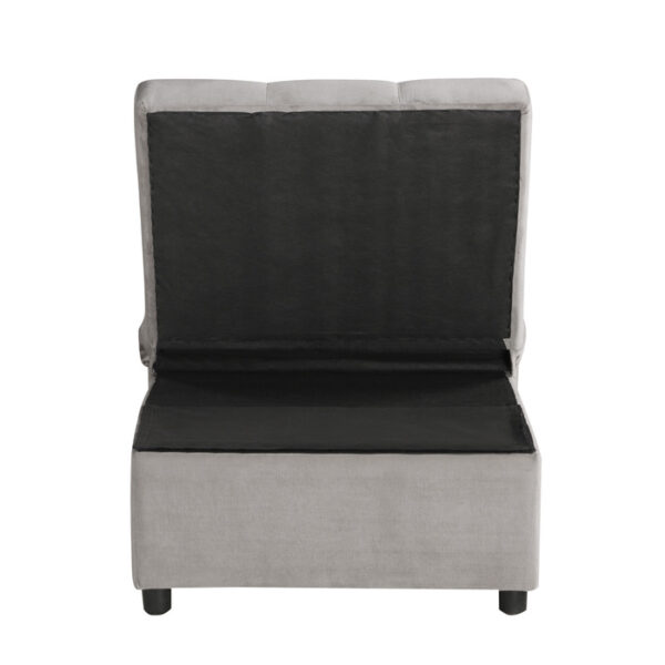 Brownish Gray Exposed feet with faux wood Garrell Collection Lift Top Storage Bench with Pull-out Bed By Homelegance 15