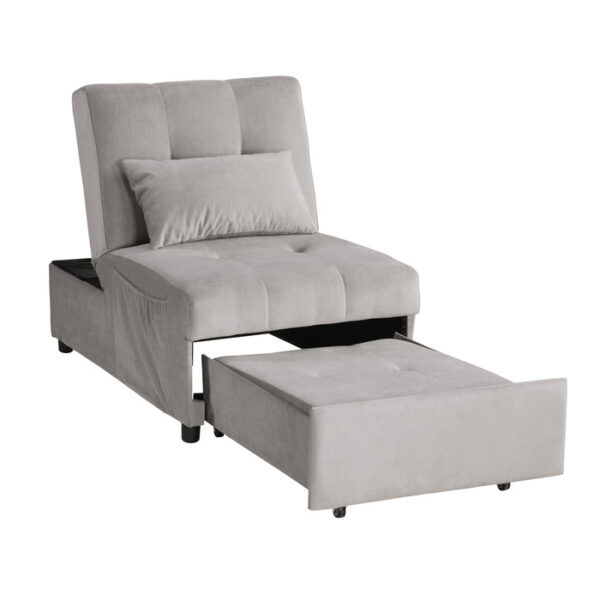 Brownish Gray Exposed feet with faux wood Garrell Collection Lift Top Storage Bench with Pull-out Bed By Homelegance 16