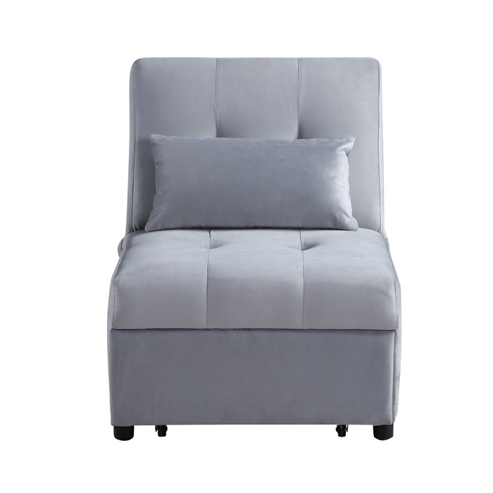 Gray Exposed feet with faux wood Garrell Collection Lift Top Storage Bench with Pull-out Bed By Homelegance