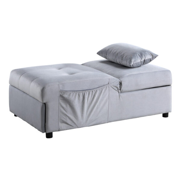 Gray Exposed feet with faux wood Garrell Collection Lift Top Storage Bench with Pull-out Bed By Homelegance 15