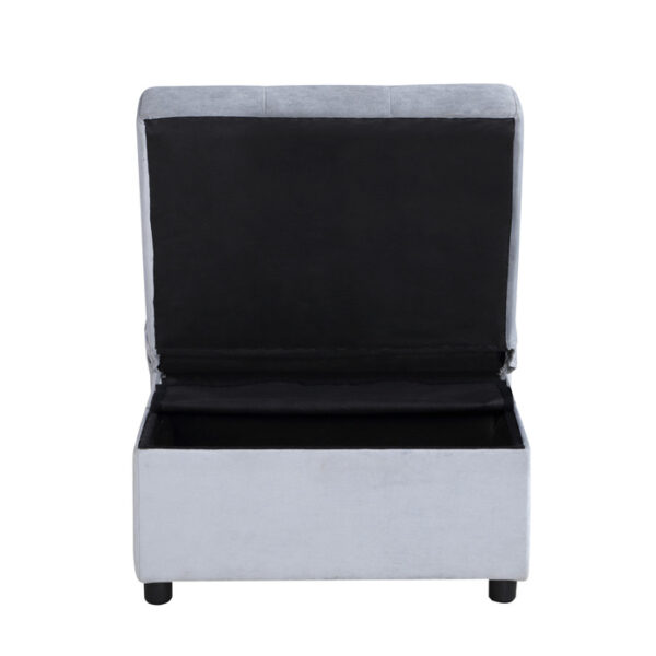 Gray Exposed feet with faux wood Garrell Collection Lift Top Storage Bench with Pull-out Bed By Homelegance 16