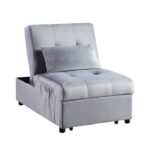 Gray Exposed feet with faux wood Garrell Collection Lift Top Storage Bench with Pull-out Bed By Homelegance 28