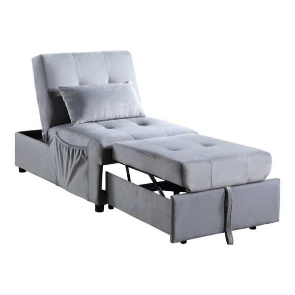 Gray Exposed feet with faux wood Garrell Collection Lift Top Storage Bench with Pull-out Bed By Homelegance 18