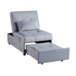 Gray Exposed feet with faux wood Garrell Collection Lift Top Storage Bench with Pull-out Bed By Homelegance 30