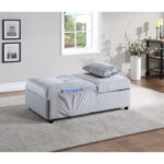 Gray Exposed feet with faux wood Garrell Collection Lift Top Storage Bench with Pull-out Bed By Homelegance 34