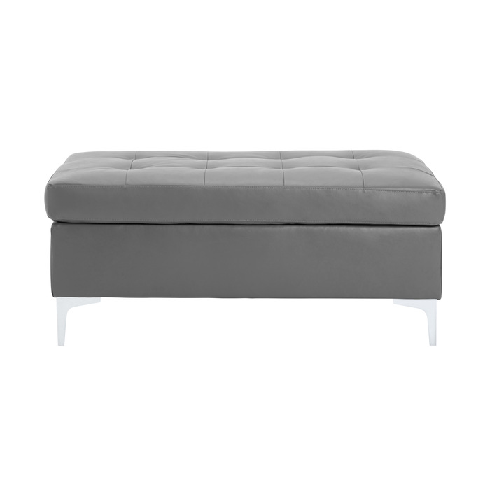 Gray Siver Metal Barrington Collection Ottoman By Homelegance