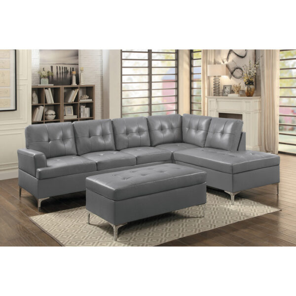 Gray Siver Metal Barrington Collection Ottoman By Homelegance 8