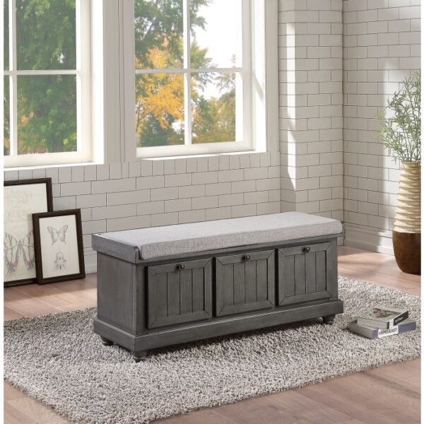 Distressed dark gray Woodwell CollectionBench By Homelegance 10