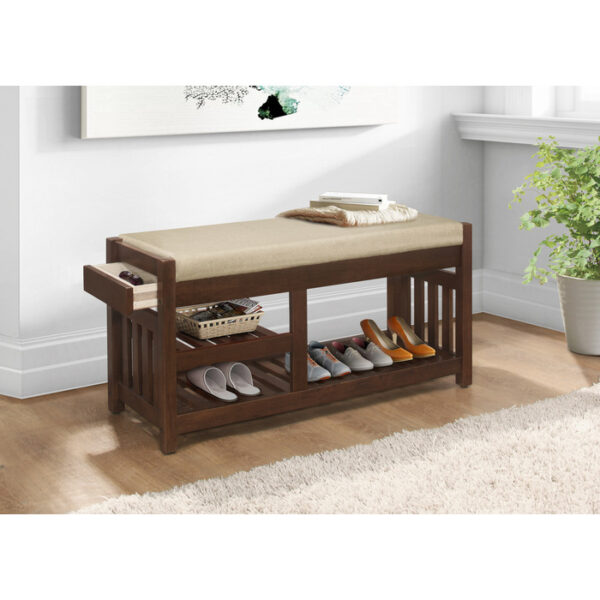 Dark Walnut Talmadge Collection Bench By Homelegance 12