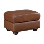 Exposed wood feet with espresso Camel brown Attleboro Collection Ottoman By Homelegance 14