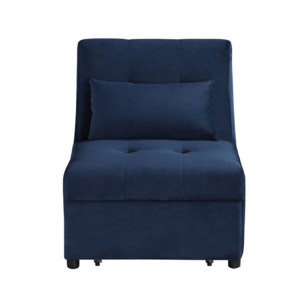 Exposed feet with faux wood blue Garrell Collection Lift Top Storage Bench with Pull-out Bed By Homelegance 12