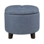 Dark brown wood legs Blue gray Cleo Collection Ottoman/Storage By Homelegance 17