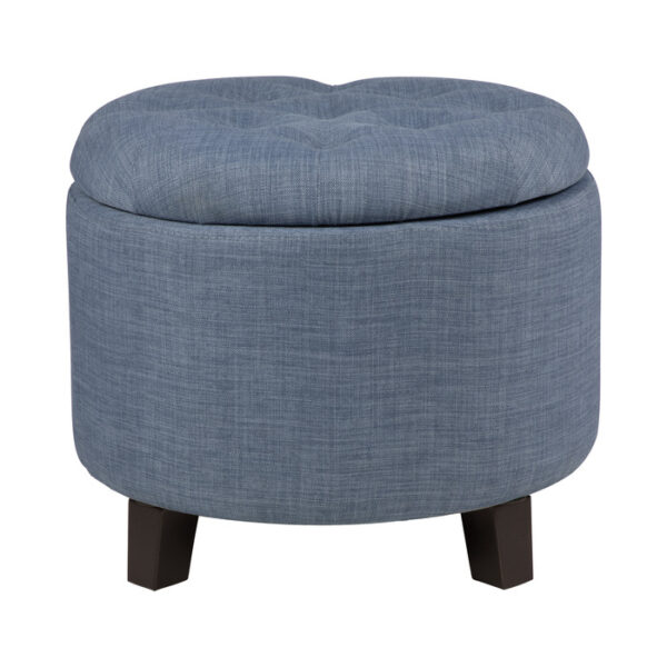 Dark brown wood legs Blue gray Cleo Collection Ottoman/Storage By Homelegance 10