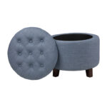 Dark brown wood legs Blue gray Cleo Collection Ottoman/Storage By Homelegance 18