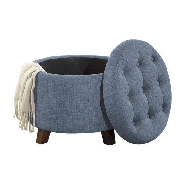 Dark brown wood legs Blue gray Cleo Collection Ottoman/Storage By Homelegance 12