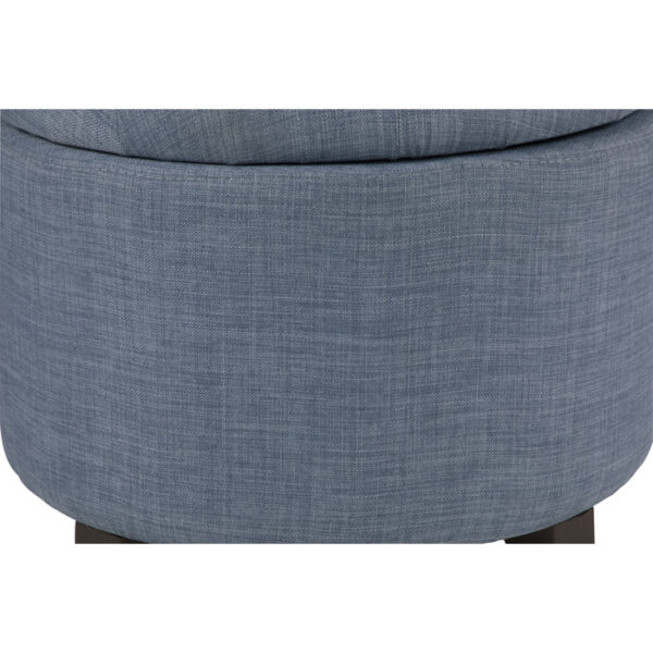 Dark brown wood legs Blue gray Cleo Collection Ottoman/Storage By Homelegance 13