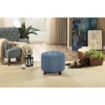 Dark brown wood legs Blue gray Cleo Collection Ottoman/Storage By Homelegance 21