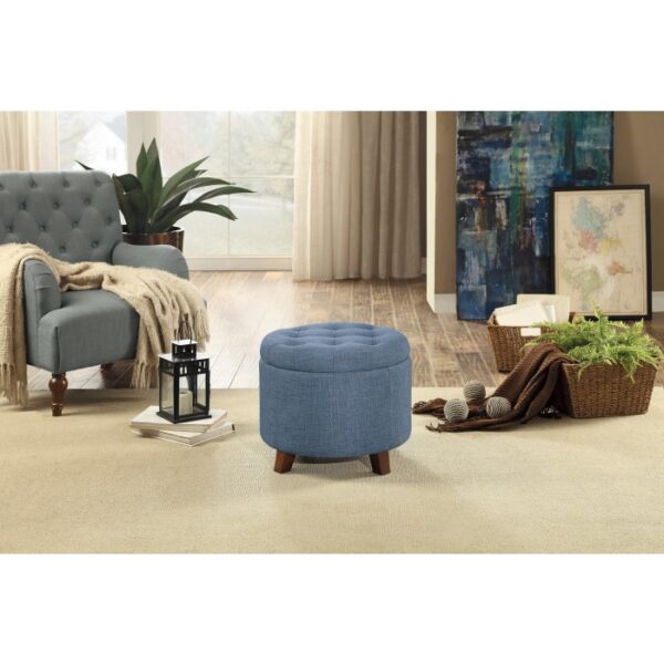 Dark brown wood legs Blue gray Cleo Collection Ottoman/Storage By Homelegance 14