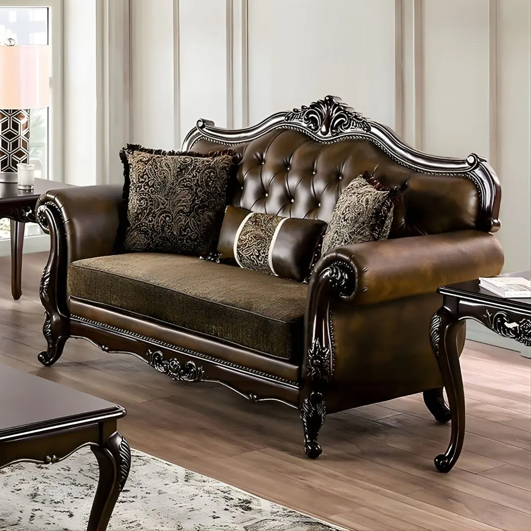 Brown Ensenada Loveseat Fm65003Br-Lv By Furniture Of America | Mobilia Cleopatra 3 Brown Ensenada Loveseat FM65003BR-LV By Furniture Of America - Image 1
