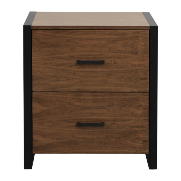 walnut finish and rustic black metal finish Sedley Collection File Cabinet By homelegance 8