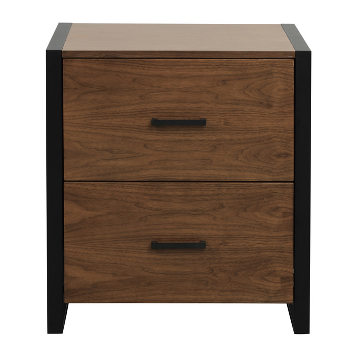 walnut finish and rustic black metal finish Sedley Collection File Cabinet By homelegance