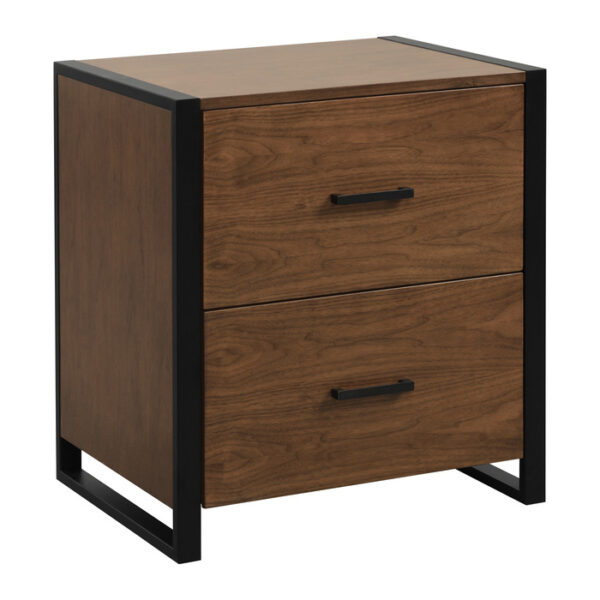 walnut finish and rustic black metal finish Sedley Collection File Cabinet By homelegance 9