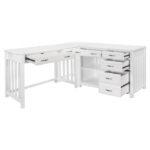 White Blanche collection 3pc Corner Desk by homelegance Home Office Desks Mobilia Cleopatra 11 White Blanche collection 3pc Corner Desk by homelegance 11